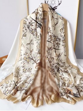 Premium Silk Feeling Floral Print Scarf